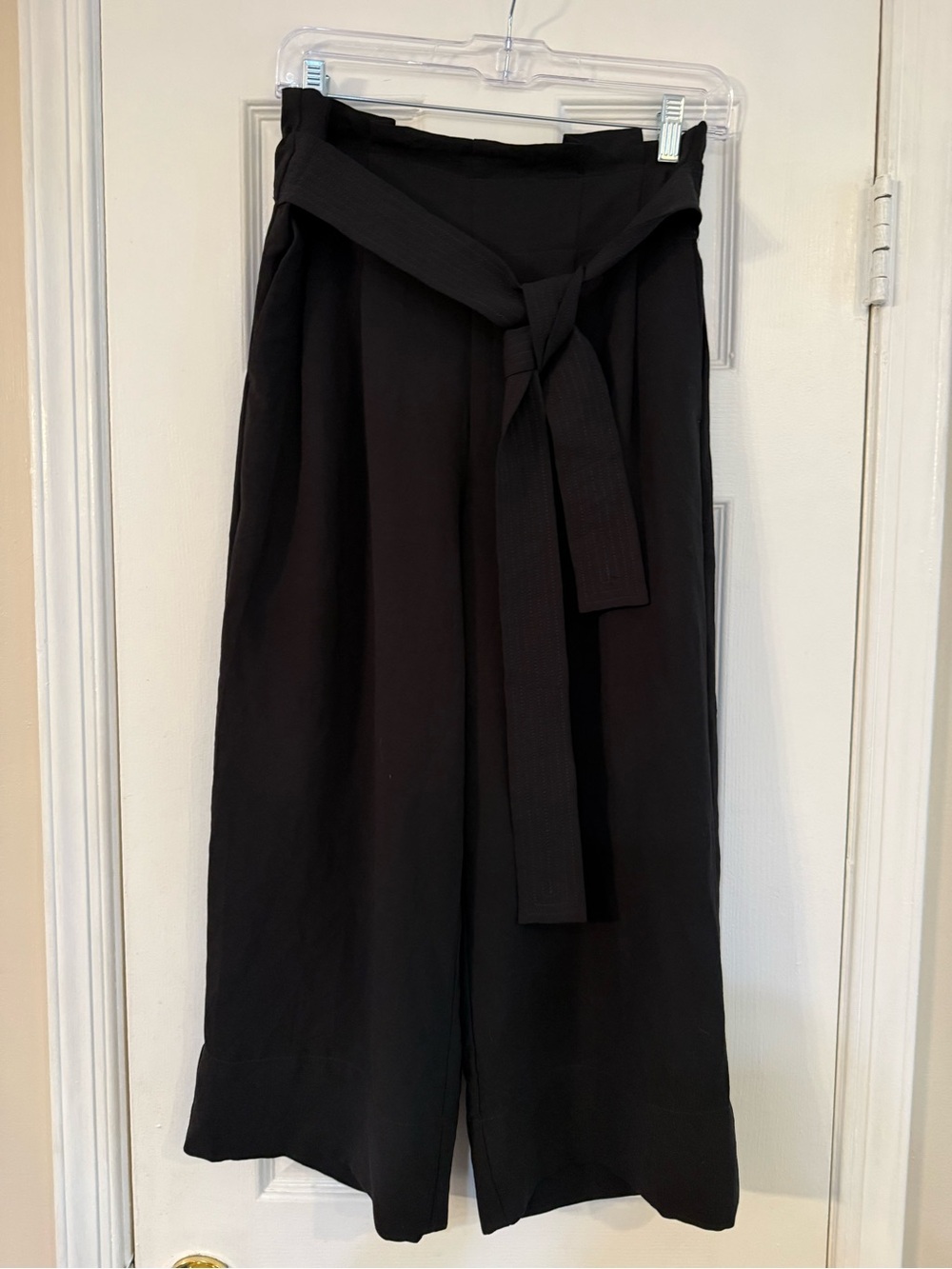 Madewell Black Wide-Leg Tie-Waist Trousers